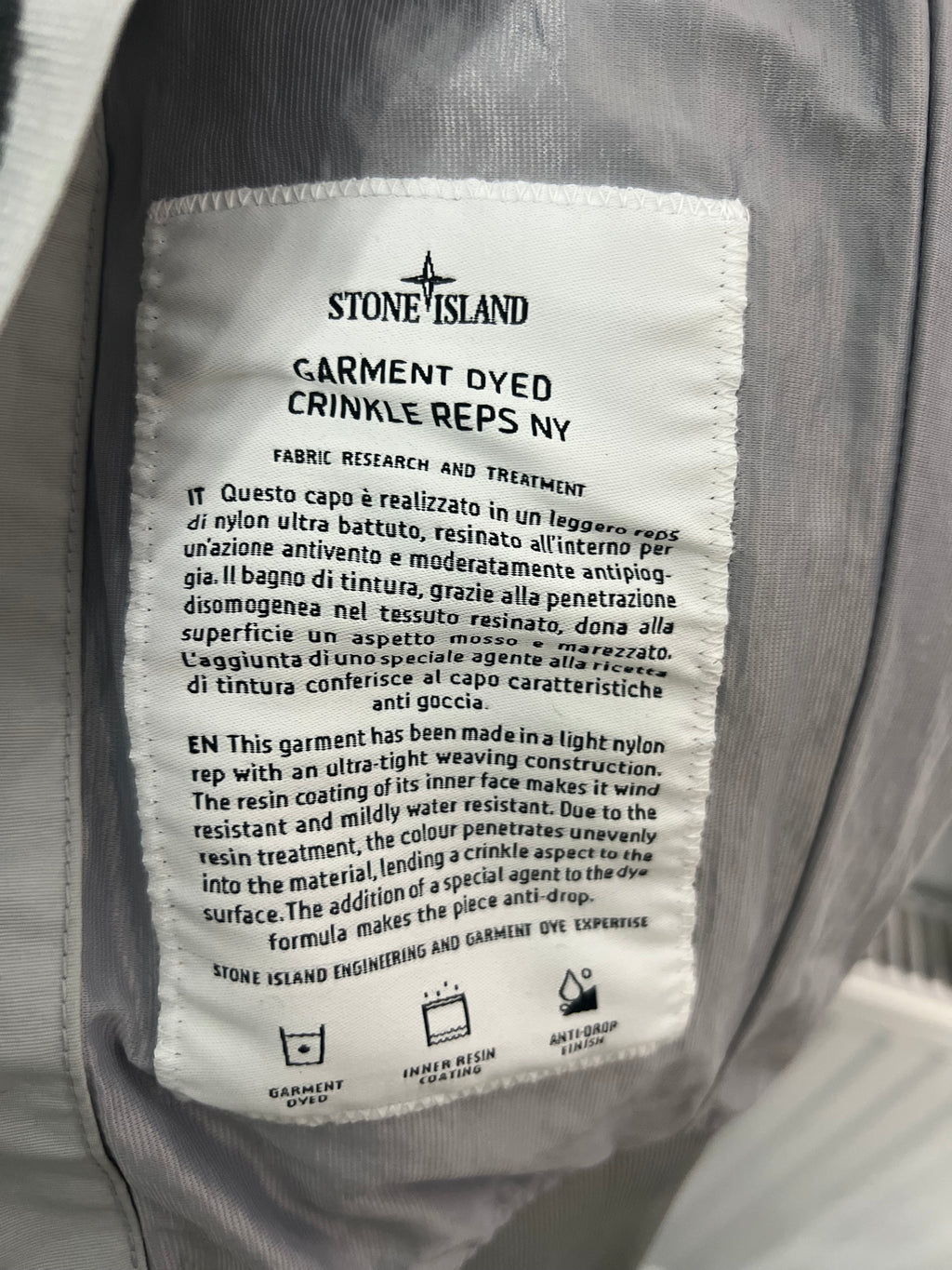 Stone Island Garment Dyed Crinkle Reps NY Jacket
