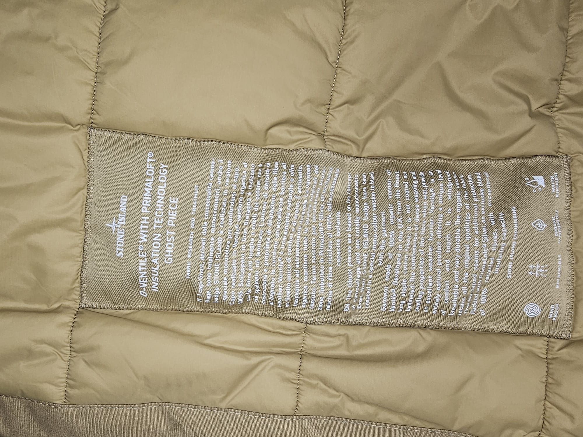 Stone Island O-Ventile with Primaloft Insulation Technology Ghost Jacket