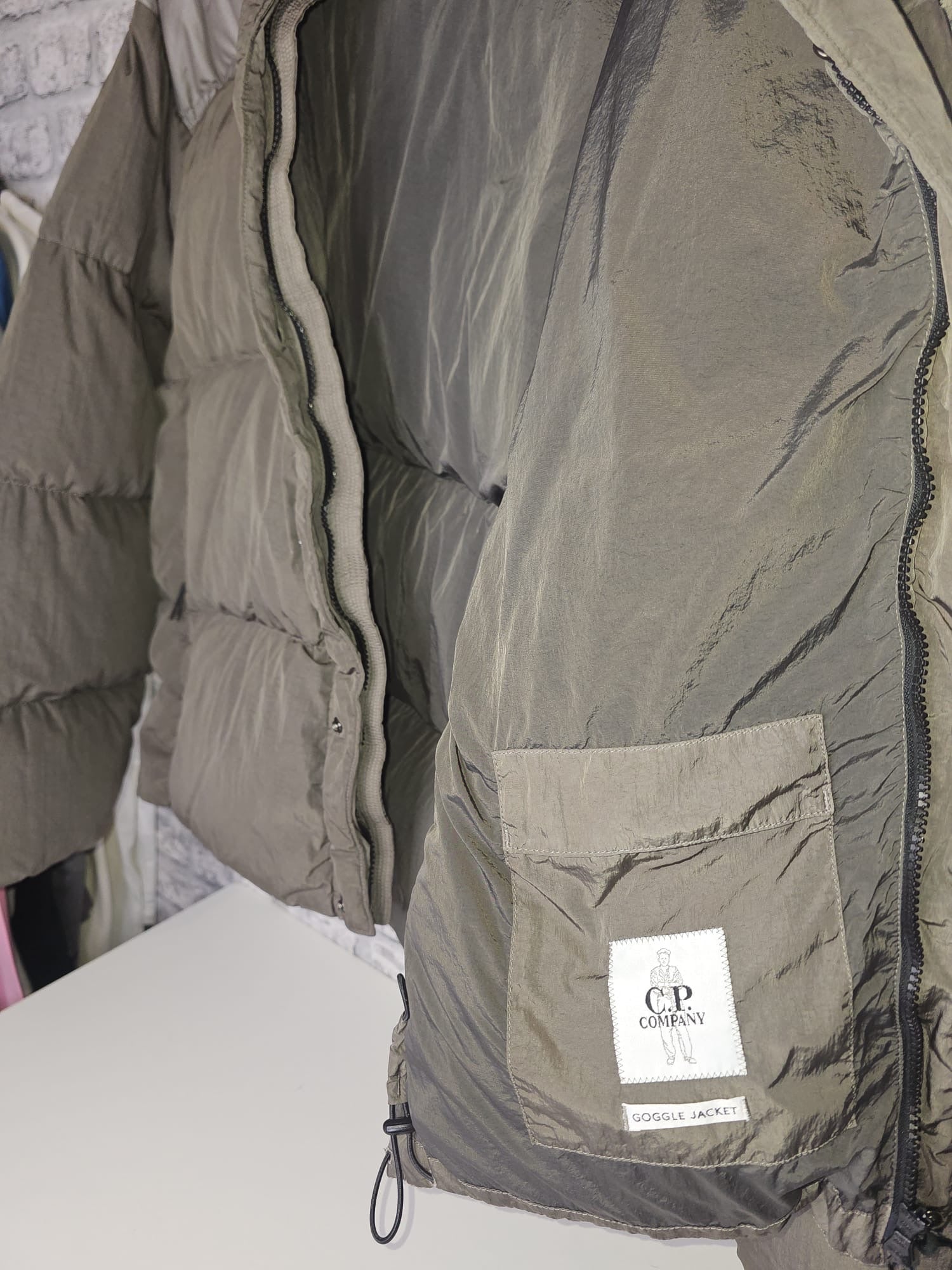 C.P Company Mixed Fabric Down 
Goggle Jacket.