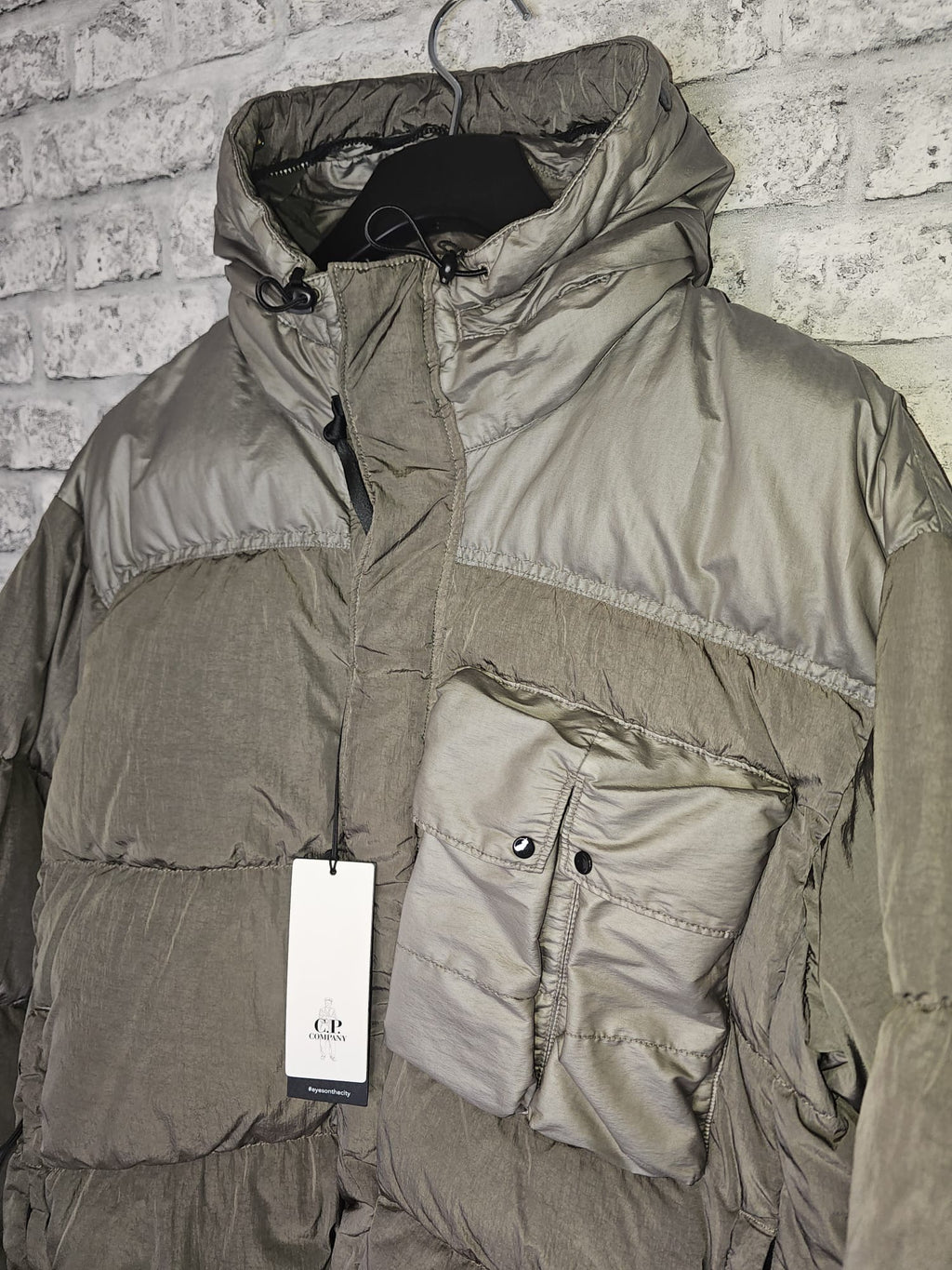 C.P Company Mixed Fabric Down 
Goggle Jacket.