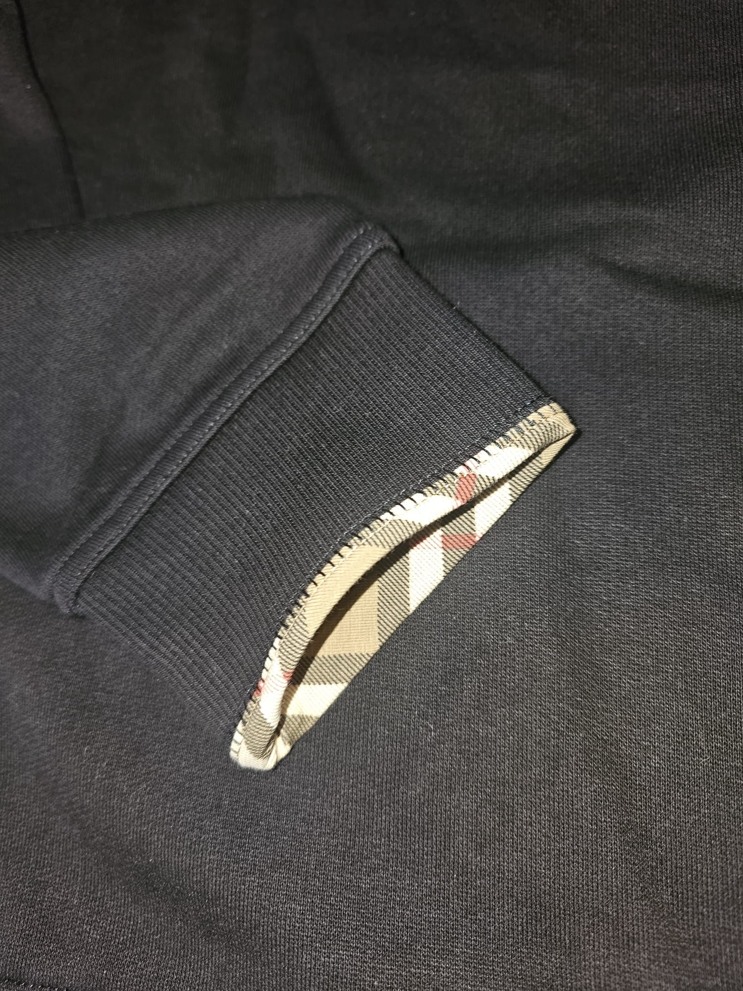 Burberry Fawson Sweater with check trim in Black