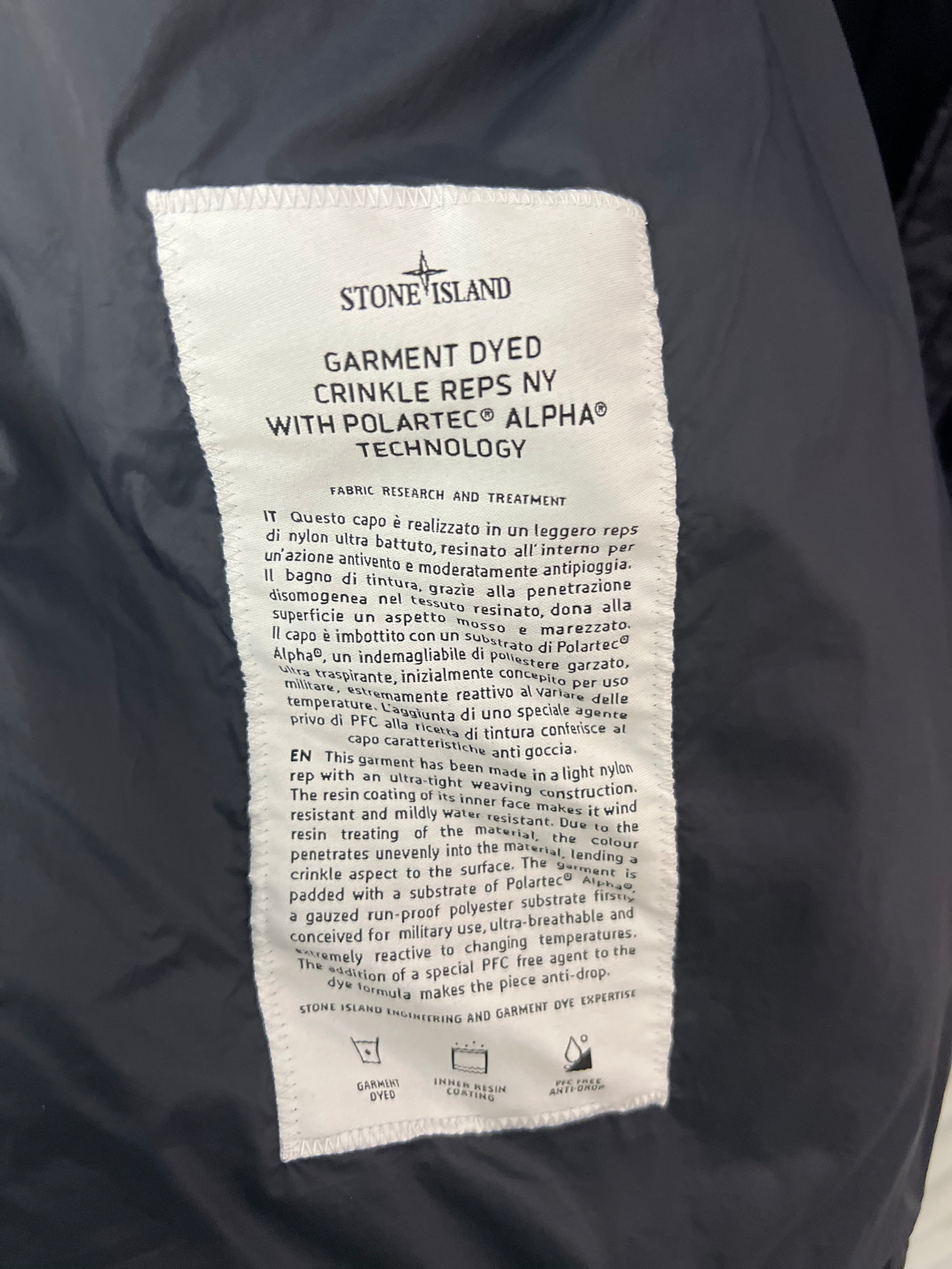 Stone Island 
Garment Dyed Crinkle Reps NY with Polartec Alpha Technology jacket