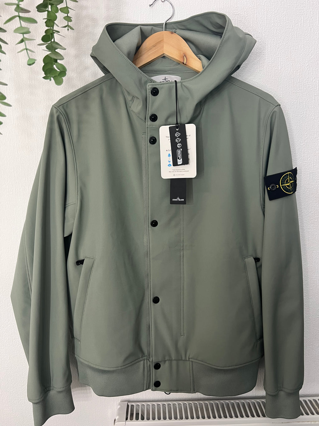 Stone Island Hooded Jacket with Snap Button Closure