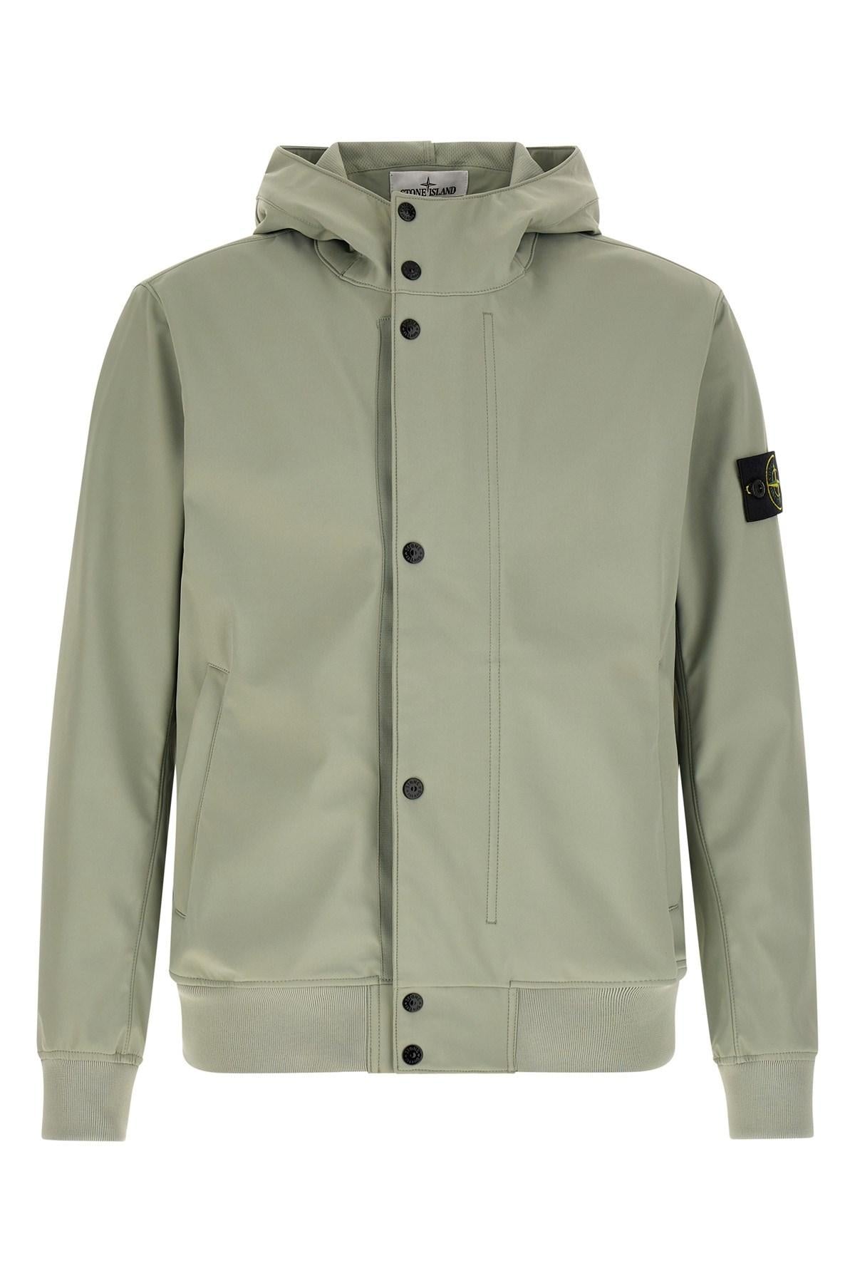 Stone Island Hooded Jacket with Snap Button Closure