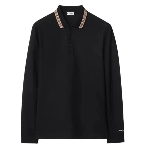Burberry Hartford Striped Check Long Sleeve Polo
