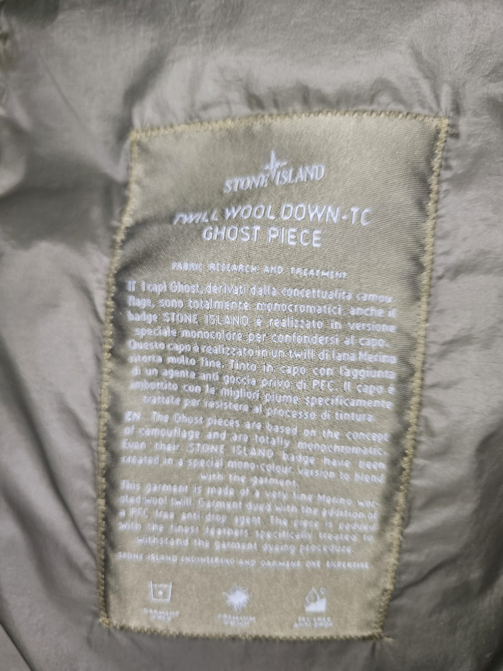 Stone Island Twill Wool Down-TC Ghost Piece Jacket