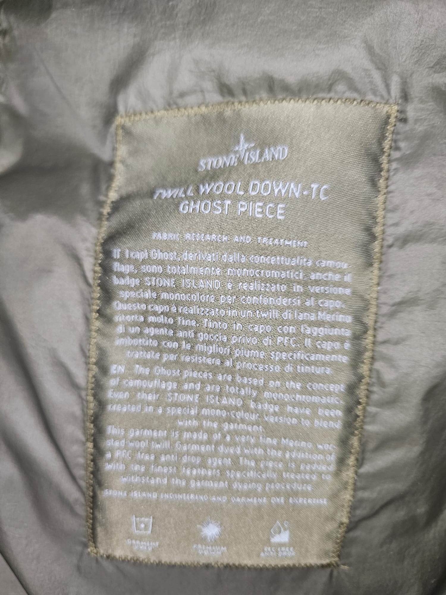 Stone Island Twill Wool Down-TC Ghost Piece Jacket