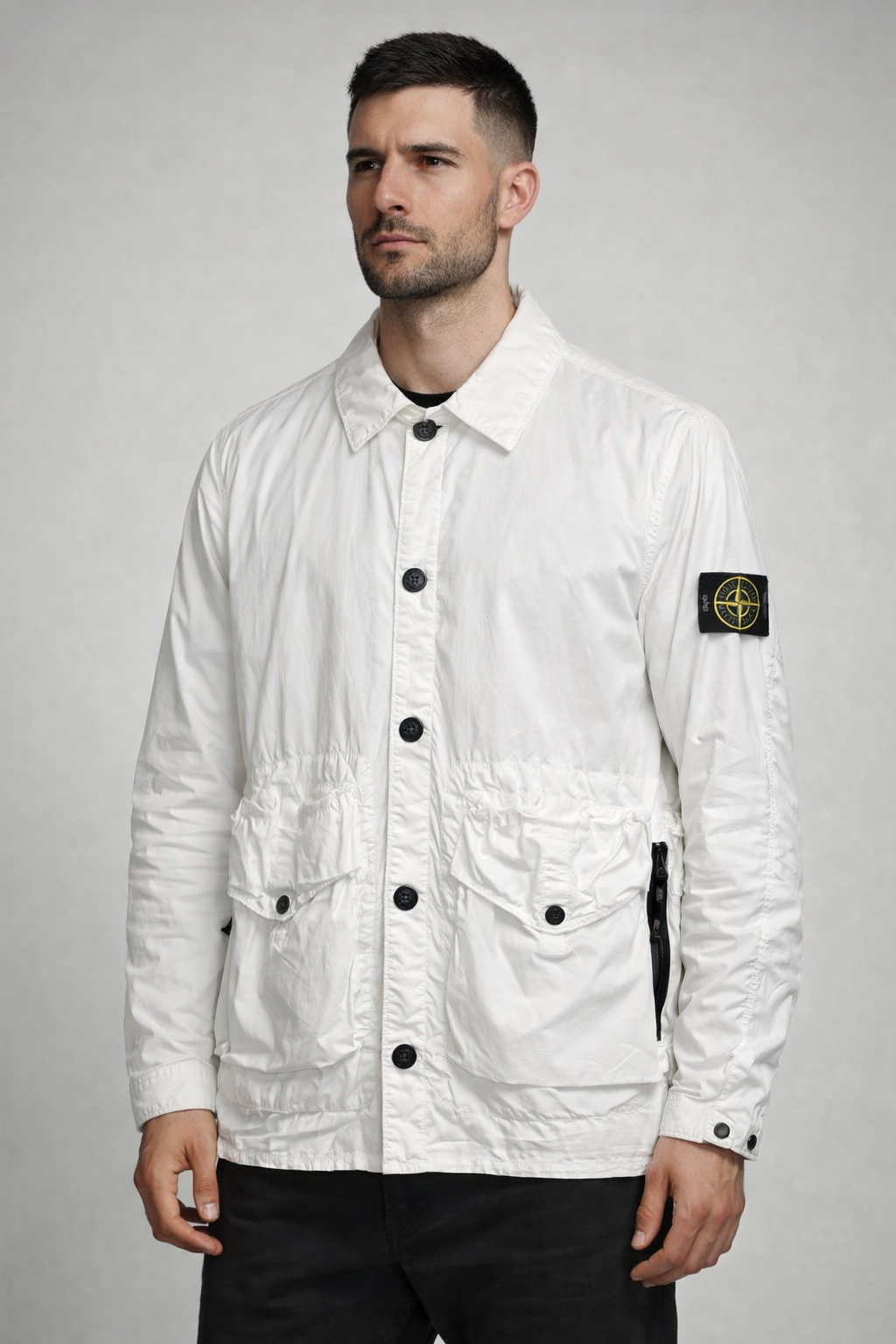Stone Island Garment-Dyed Cotton Overshirt Jacket