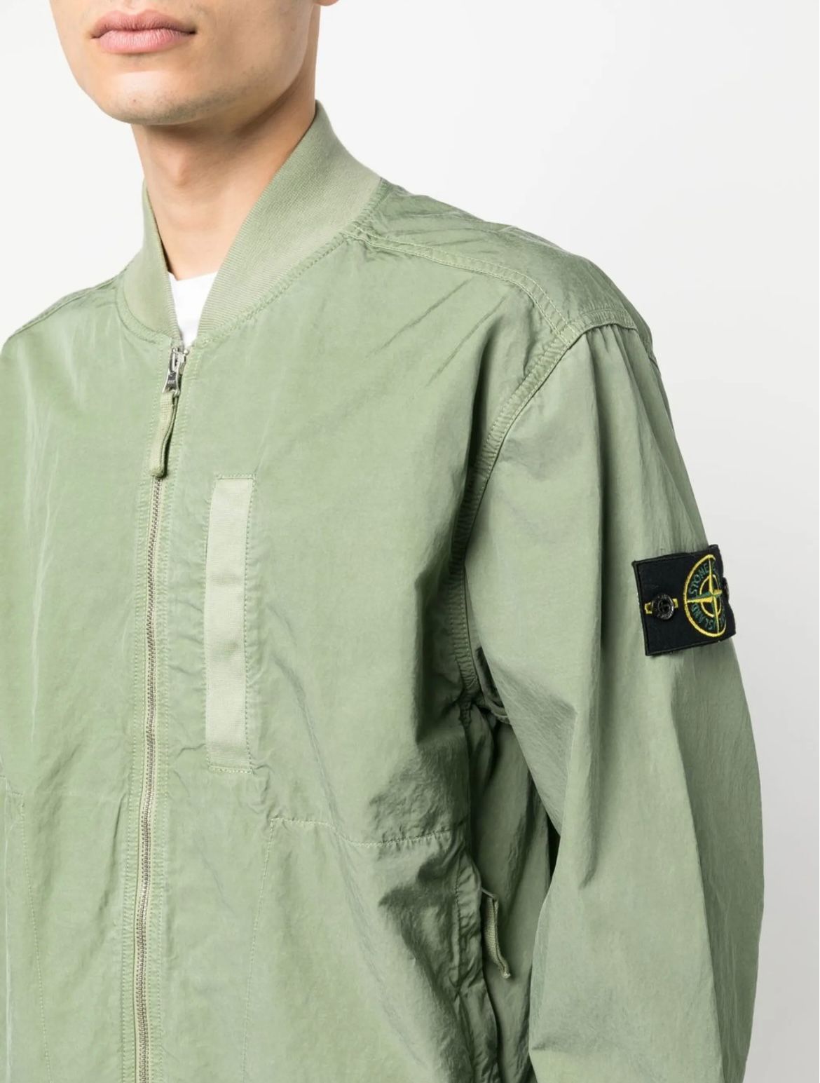 Stone Island Cupro Cotton Twill Bomber Jacket