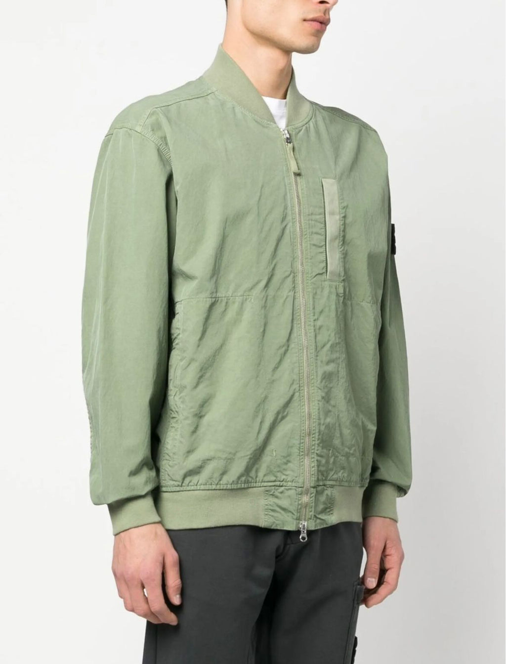 Stone Island Cupro Cotton Twill Bomber Jacket