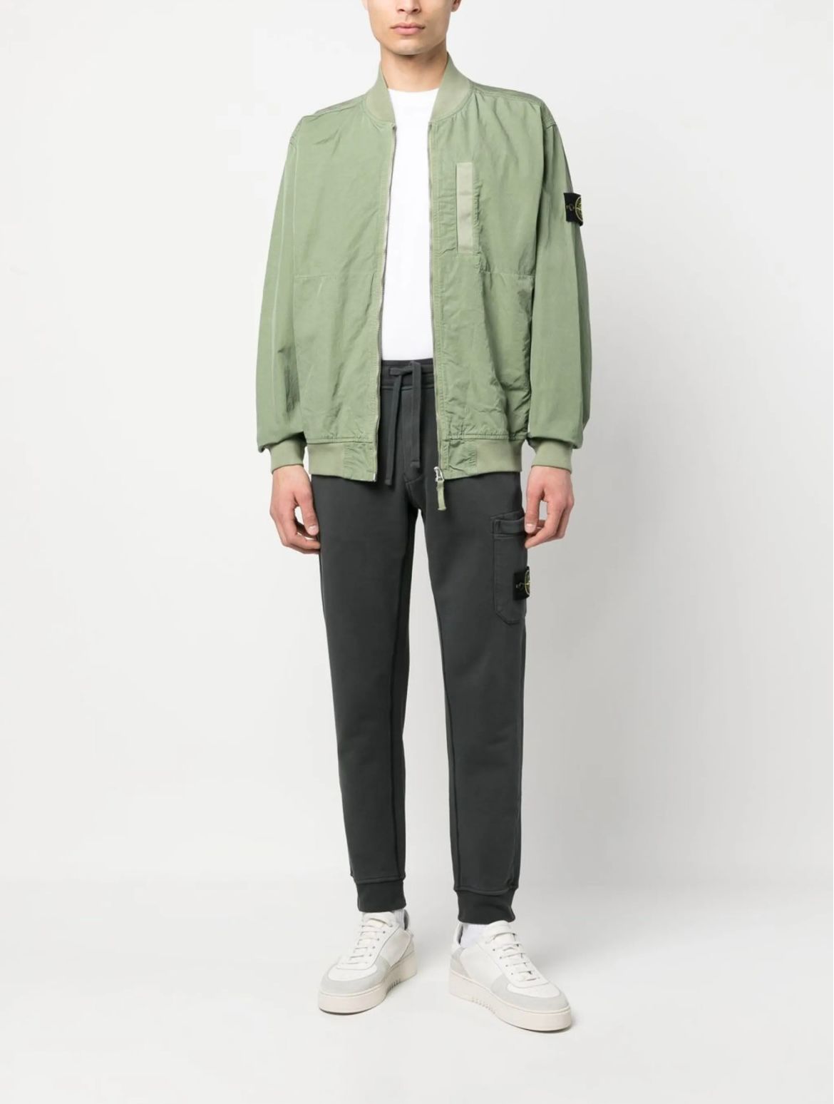 Stone Island Cupro Cotton Twill Bomber Jacket