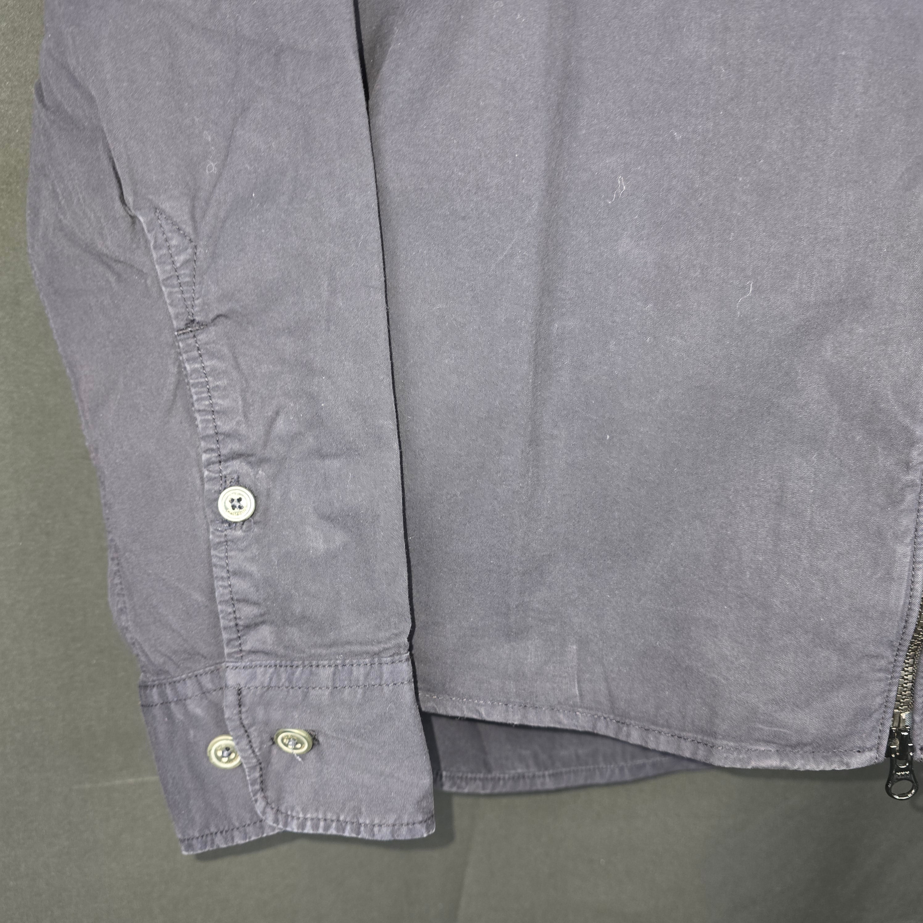 CP Company Gabardine Full Zip Lens Shirt in Navy