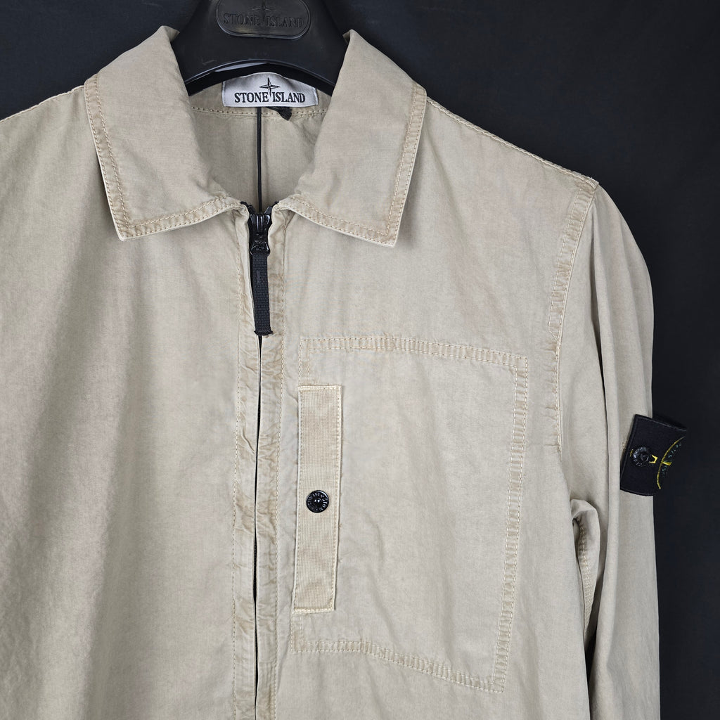 Stone Island Zip Up Garment Dyed Overshirt