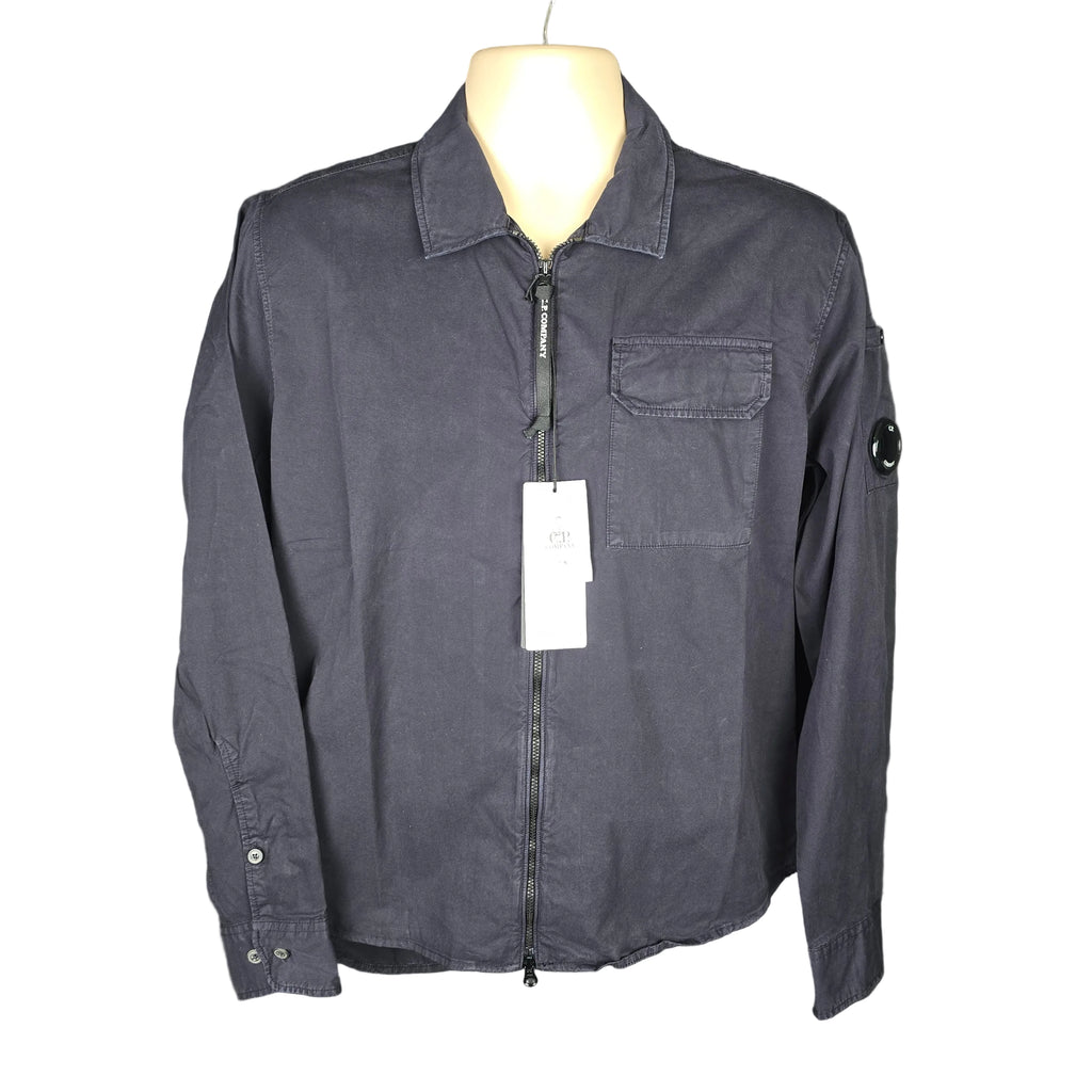 CP Company Gabardine Full Zip Lens Shirt in Navy