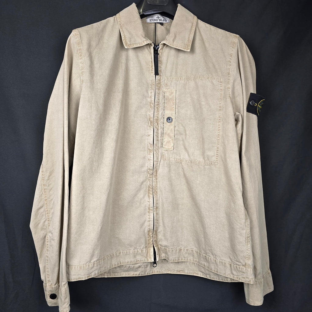 Stone Island Zip Up Garment Dyed Overshirt