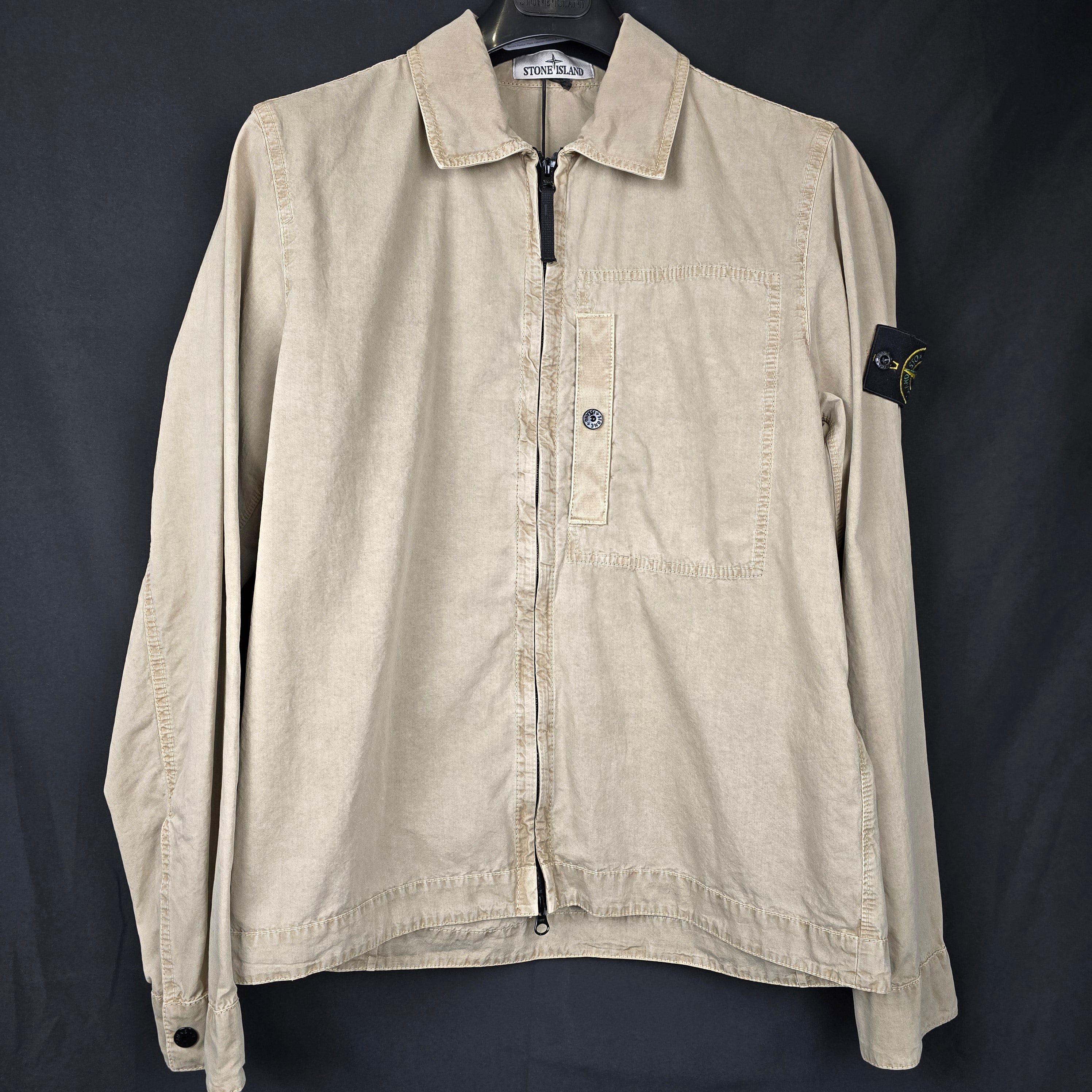 Stone Island Zip Up Garment Dyed Overshirt