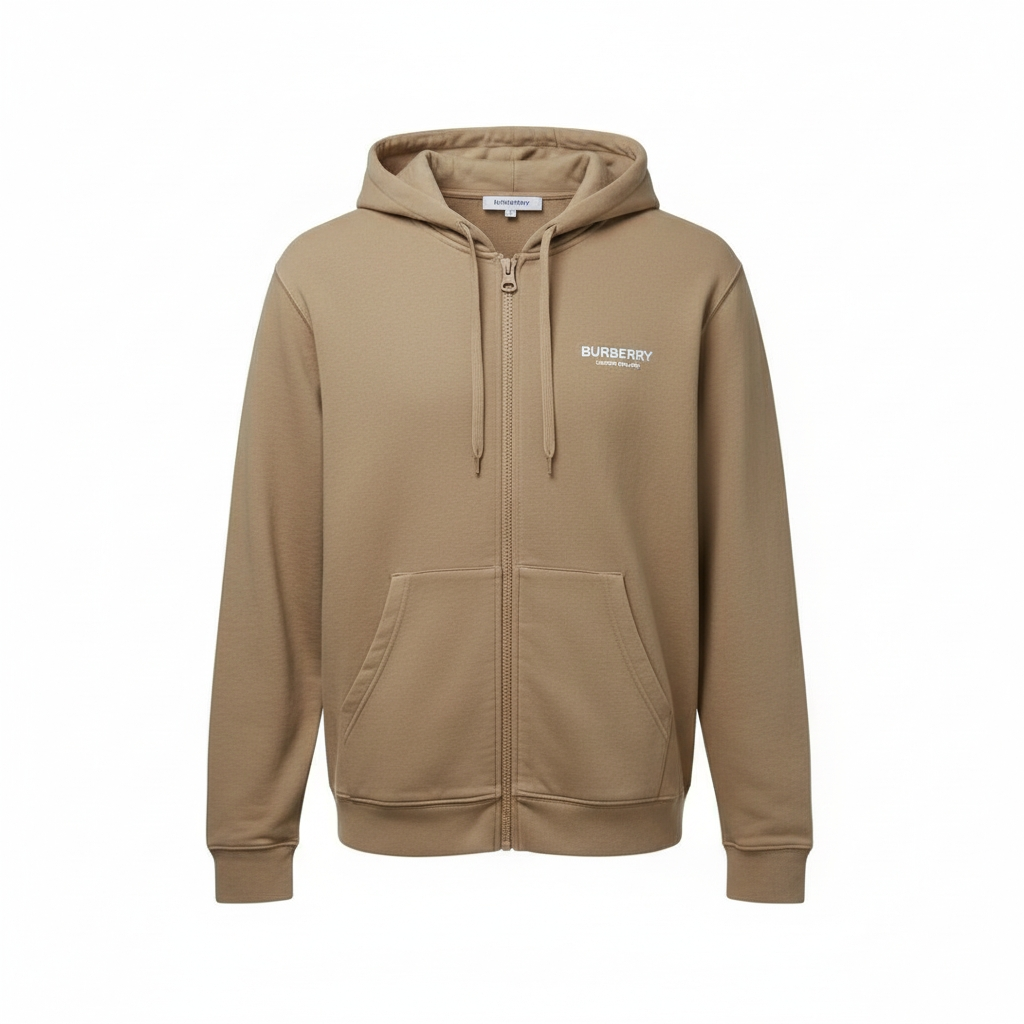 Burberry Full Zip Hooded Sweater - Black